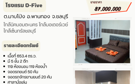 ขายอพาร์ตเม้นท์ โรงแรม โฮมออฟฟิศ สำนักงาน คลังสินค้า จอดรถได้50คัน ใกล้นิคมอมตะนคร  ใกล้มอเตอร์เวย์ ใกล้โรบินสันชลบุรี สุขุมวิท-ศุขประยูร