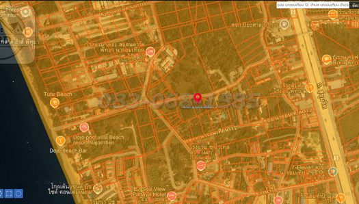 ขายที่ดินทำเลทองชายหาด 500 เมตร พัทยาจอมเทียน12 เนื้อที่ 1ไร่ ขาย 26 ล้านบาท สัตหีบ ชลบุรี