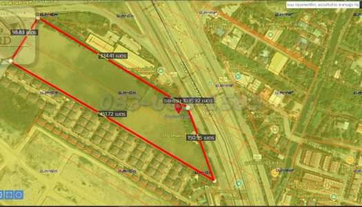 ขายถูกที่ดินทำเลทองถนนกรุงเทพกรีฑาตัดใหม่ เนื้อที่ 24-3-78 ไร่ พระโขนง กรุงเทพฯ