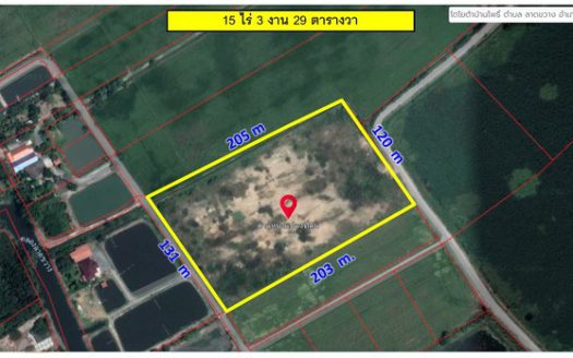 ขายที่ดินสีม่วงสร้างโรงงาน บ้านโพธิ์ เนื้อที่ 15-3-29 ไร่ ขายไร่ละ 5 ล้าน อ.บ้านโพธิ์  จ.ฉะเชิงเทรา