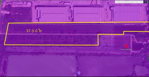 ที่ดินสีม่วงเข้ม บางนาตรา คลองส่งน้ำสุวรรณภูมิ สร้างโรงงาน สร้างโกดัง เนื้อที่ 37-3-0 ไร่ ขายราคา 533 ล้านบาท บางพลี สมุทรปราการ