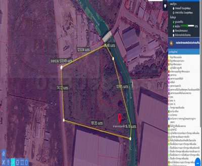 ที่ดินสีม่วงเข้ม บางนาตรา คลองส่งน้ำสุวรรณภูมิ สร้างโรงงาน สร้างโกดัง เนื้อที่ 10-1-16.4 ไร่ ขายไร่ละ 13 ล้านบาท บางพลี สมุทรปราการ