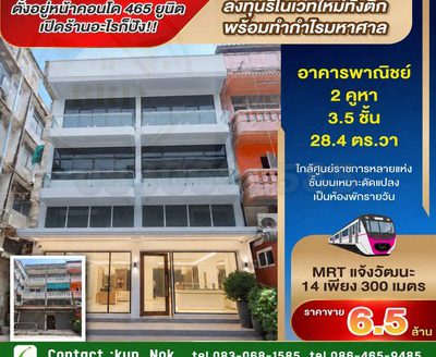 📍ขายต่ำกว่าราคาตลาด 50 % ตึก 4 ชั้น รถไฟฟ้า 300 เมตร รพ.พระมงกุฏ – ธนาคาร เดินได้ ถนนแจ้งวัฒนะ หลักสี่ กรุงเทพฯ