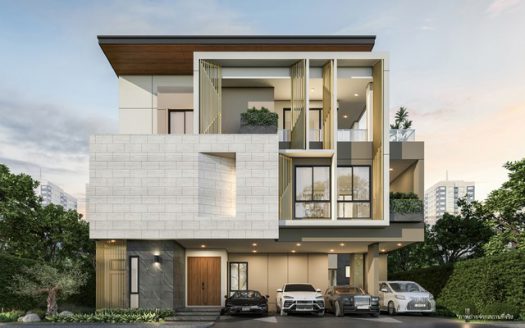 บ้านหรู 3 ชั้น The Gentry Cultivar Rama 9 สะพานสูง กรุงเทพมหานคร ราคา 57.9 ล้าน 550 SQM. 88.9 SQW. 5 นอน 6 น้ำ 4 ที่จอดรถ